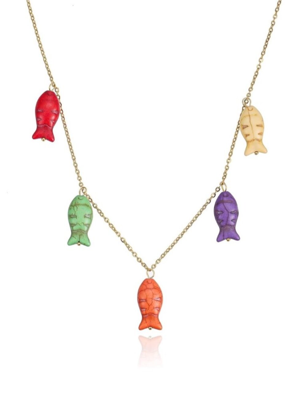 Coastal Fish Charm Necklace - Gold Chain